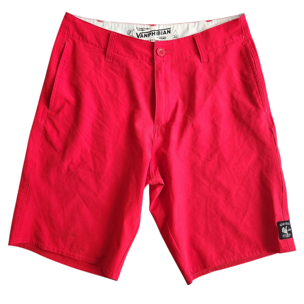 Vans Vanphibian Quick Dry Swim Board Shorts Men's 30 Red Sport Beach Resort Golf